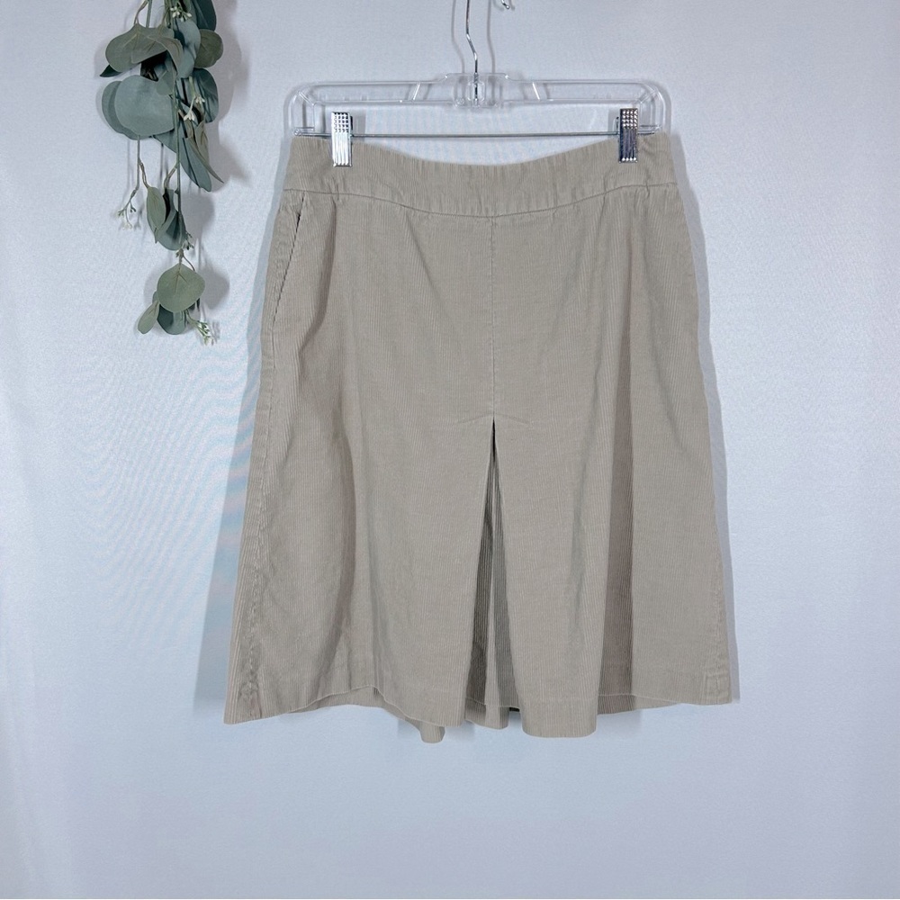 Zara | Corduroy Pleated Skirt Beige Tan Pockets Women’s Size Medium